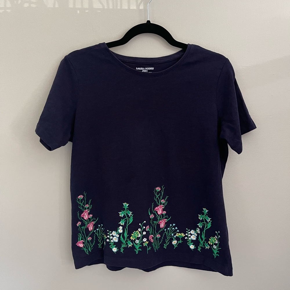 Laura Scott Spring Floral Embroidered Shirt